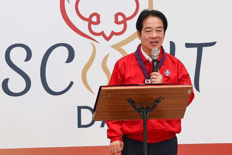 總統賴清德（圖）22日上午在陽明山竹子湖，出席「115年全國童軍節慶祝大會」，在致詞時勉勵出席的童軍
