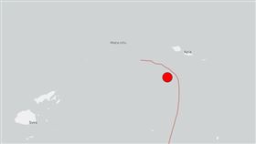 東加外海發生規模6.2的極淺層地震。（圖／翻攝自USGS）