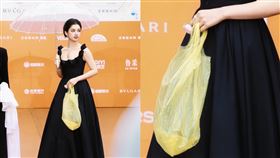網傳張婧儀紅毯拎巴黎世家「黃色塑膠袋」！1個5萬元　真相曝光。（圖／翻攝自JOYLAND·張婧儀微博）