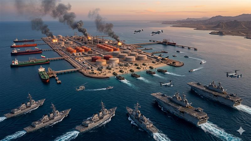 美國擬對伊朗經濟命脈哈爾克島發起地面軍事行動。（示意圖／AI生成）