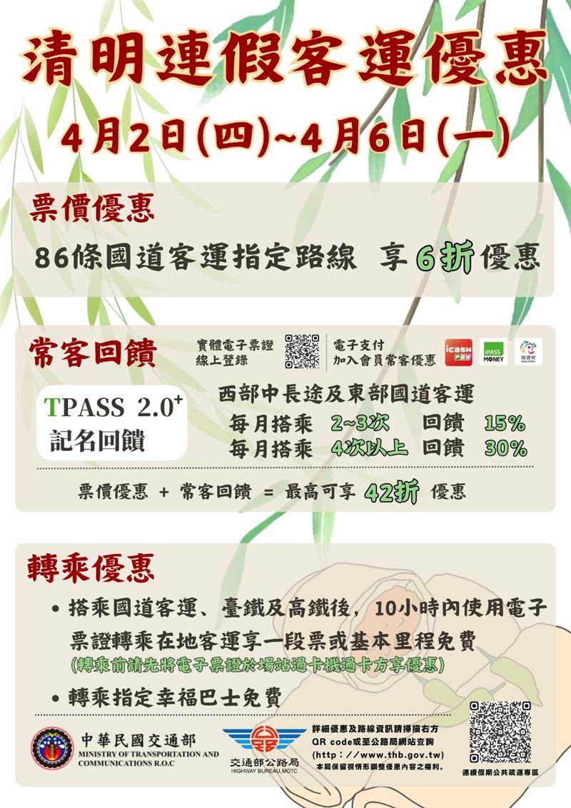 清明連假客運優惠。（圖／公路局提供）