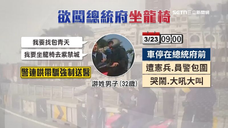 游姓男子身上沒有帶違禁品也沒有訴求紙條,真實動機待警方調查