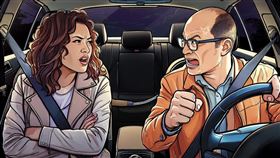 傅男與紀女在車內發生爭執，傅男持預藏鐮刀朝紀女割頸致死。（AI繪圖FREEPIK生成，本刊美術組後製）