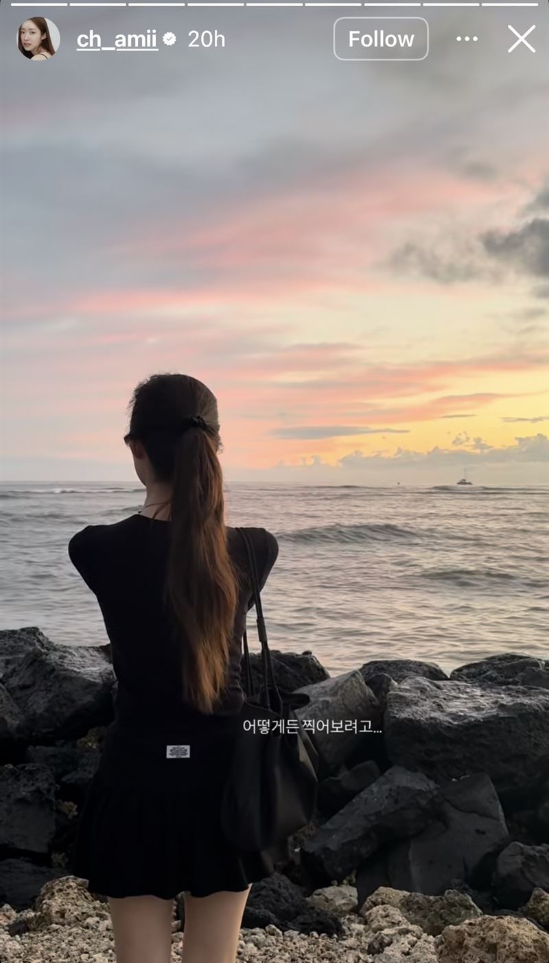 韓國車貞媛日前才大方認愛影帝河正宇，如今被爆出同遊夏威夷。（圖／翻攝自IG @ch_amii）