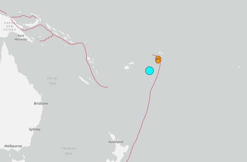 今（24）日東加王國（Kingdom of Tonga)發生規模7.6地震。（圖／翻攝自USGS官網）
