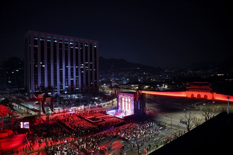 BTS上週在光化門演出。（圖／美聯社／達志影像）