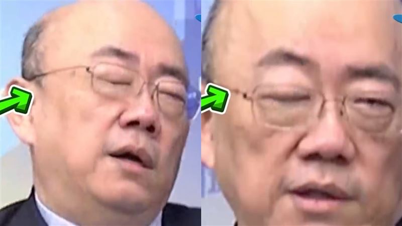 郭正亮上節目右邊臉比較腫,且嘴角也會抽動,右眼還眨眼,上眼瞼呈現一高一低。(圖/翻攝YouTube)