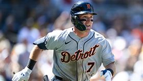 底特律老虎超級新秀麥克戈尼格（Kevin McGonigle）追平名人堂傳奇小葛瑞菲（Ken Griffey Jr.）於1990年創下的最年輕開幕戰4安紀錄。（圖／美聯社／達志影像）