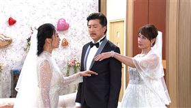 吳皓昇飾演的王正豪原本迎娶潘奕如，卻在關鍵時刻出現驚人變數，當新娘轉身瞬間，竟變成前妻李沛綾，超展開劇情讓人傻眼。（圖／民視提供）