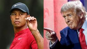 高爾夫球巨星老虎伍茲、美國總統川普。（組圖／翻攝自X平台 @TigerWoods、白宮臉書）