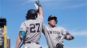 賈吉（Aaron Judge）、史坦頓（Giancarlo Stanton）第60次同場開轟。（圖／美聯社／達志影像）