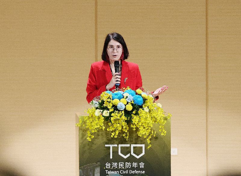 黑熊學院28日舉行「2026台灣民防年會」，烏克蘭自由民主聯盟東亞辦公室代表Mariia Makarovych出席致詞