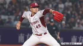 中華職棒37年開幕戰，樂天桃猿先發投手威能帝。（圖／記者劉彥池攝影）