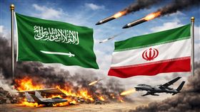 沙烏地阿拉伯蘇爾坦王子空軍基地遭伊朗飛彈與無人機攻擊。（圖／）AI製成