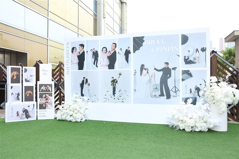 禾浩辰、吳品潔婚禮現場佈置。(圖/記者鄭孟晃攝影)