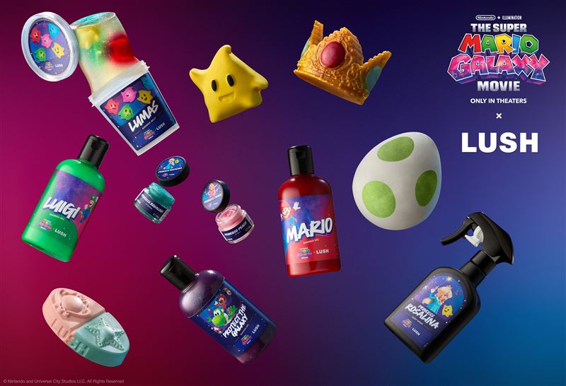 超級瑪利歐銀河電影版 x LUSH限定聯名系列。(圖/品牌業者提供)