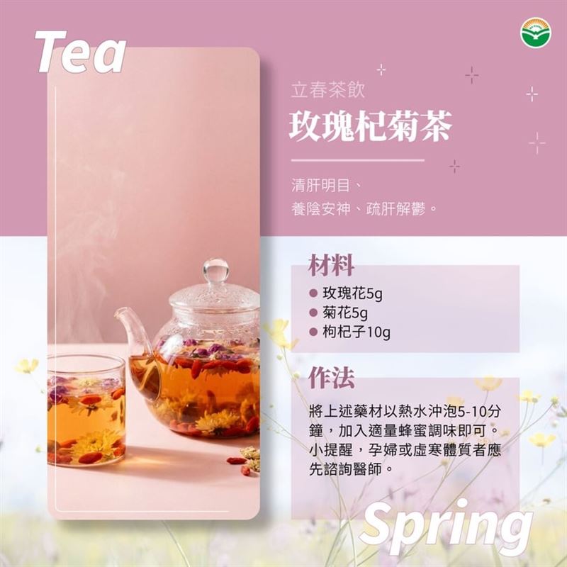 立春茶飲-玫瑰杞菊茶。（圖／翻攝自 彰化馬光中醫診所 劉宗昇醫師 提供）