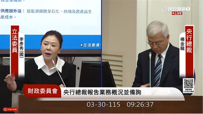 楊金龍挺新青安2.0縮短寬限期,避免財務鬆懈。他認為建商賺夠了應降價,強調價格下修才是軟著陸關鍵。針對南北不均,允諾研議差異化管制,並將自主都更排除在集中度管理外,精準打房不誤傷。(圖/翻攝自國會頻道網站)