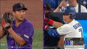 菅野智之和前隊友岡本和真在大聯盟賽場對決。（圖／翻攝自MLB官網）