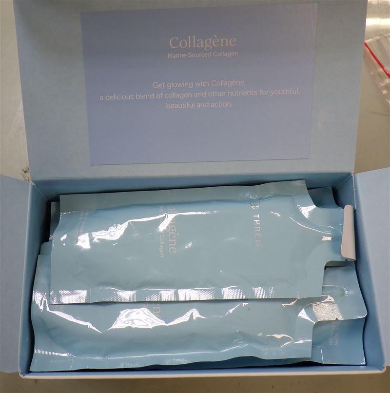 「台灣思睿健康科技有限公司」報驗的美國 Collag&egrave;ne飲品，檢出防腐劑己二烯酸每公斤1.2克超標。（圖／食藥署提供）