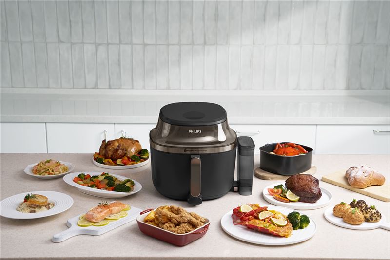 飛利浦推出高階旗艦新品星視界Plus透視蒸氣海星氣炸鍋(NA547)。(圖/品牌業者提供)