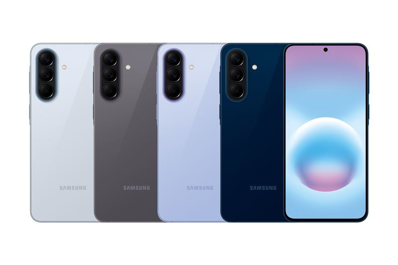Galaxy A57 5G推出休閒藍、工裝灰、莫蘭紫、雅痞藍4色選擇。（圖／台灣三星提供）