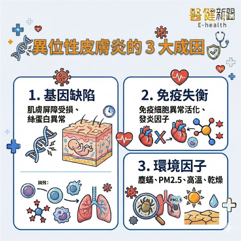 越焦慮越癢，越癢越焦慮？異位性皮膚炎的 3 大成因。（圖／醫健新聞網提供）