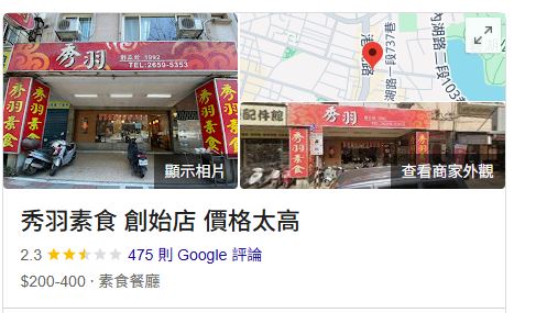 台北內湖一家自助餐店,其便當價格引發爭議、Google地圖上也遭改名。(圖/翻攝自Google Maps)