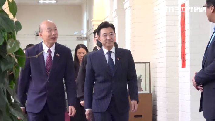 立法院長韓國瑜、副院長江啟臣今（31日）下午接待美國聯邦參議員團。（圖／翻攝畫面）