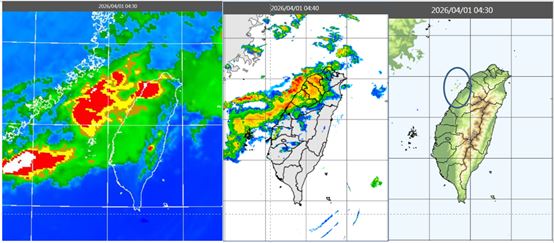 今晨4：30紅外線色調強化雲圖顯示，鋒面雨帶正逐漸移入。（圖／翻攝自老大洩天機）