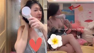 王俐人深V吹髮遭酸：50歲還露X！高EQ回應