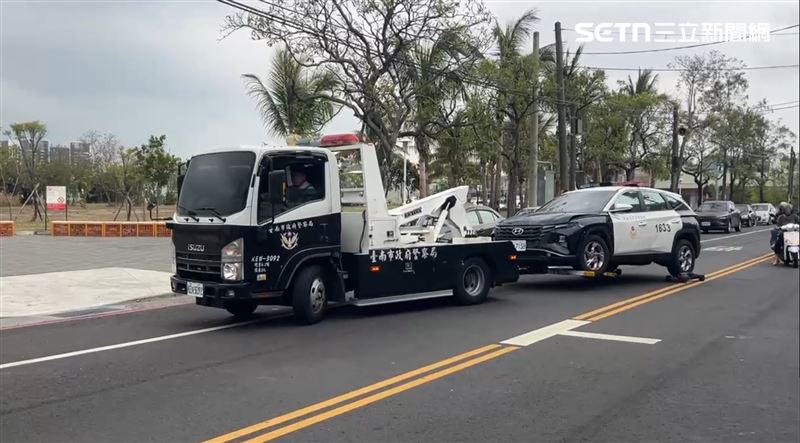 台南貨車「導彈式」噴撞原因曝光！命大紅衣嬤躲劫，駕駛趁亂跑了。（圖／翻攝畫面）