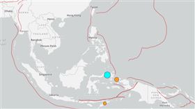 印尼外海爆規模7.4強震。（圖／翻攝自USGS）