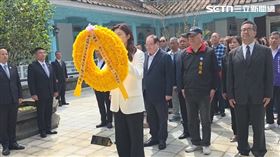 鄭麗文上午赴桃園慈湖陵寢獻花，紀念中國國民黨總裁、先總統蔣中正逝世51週年。（圖／翻攝畫面）