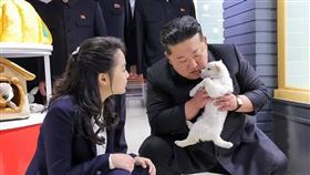 北韓領導人金正恩與女兒金主愛視察平壤住宅區，還一起跟毛孩玩耍。（圖／翻攝自朝中社）