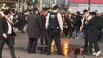 東京最繁忙路口驚傳縱火！男當街潑油引燃