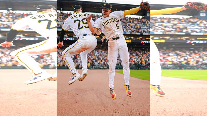 海盜新秀葛瑞芬(Konnor Griffin)大聯盟生涯首打席敲出二壘安打。(圖/翻攝自海盜推特)