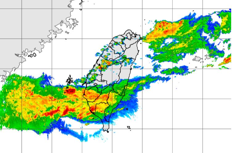 受到鋒面影響，各地出現降雨情形。（圖／氣象署）