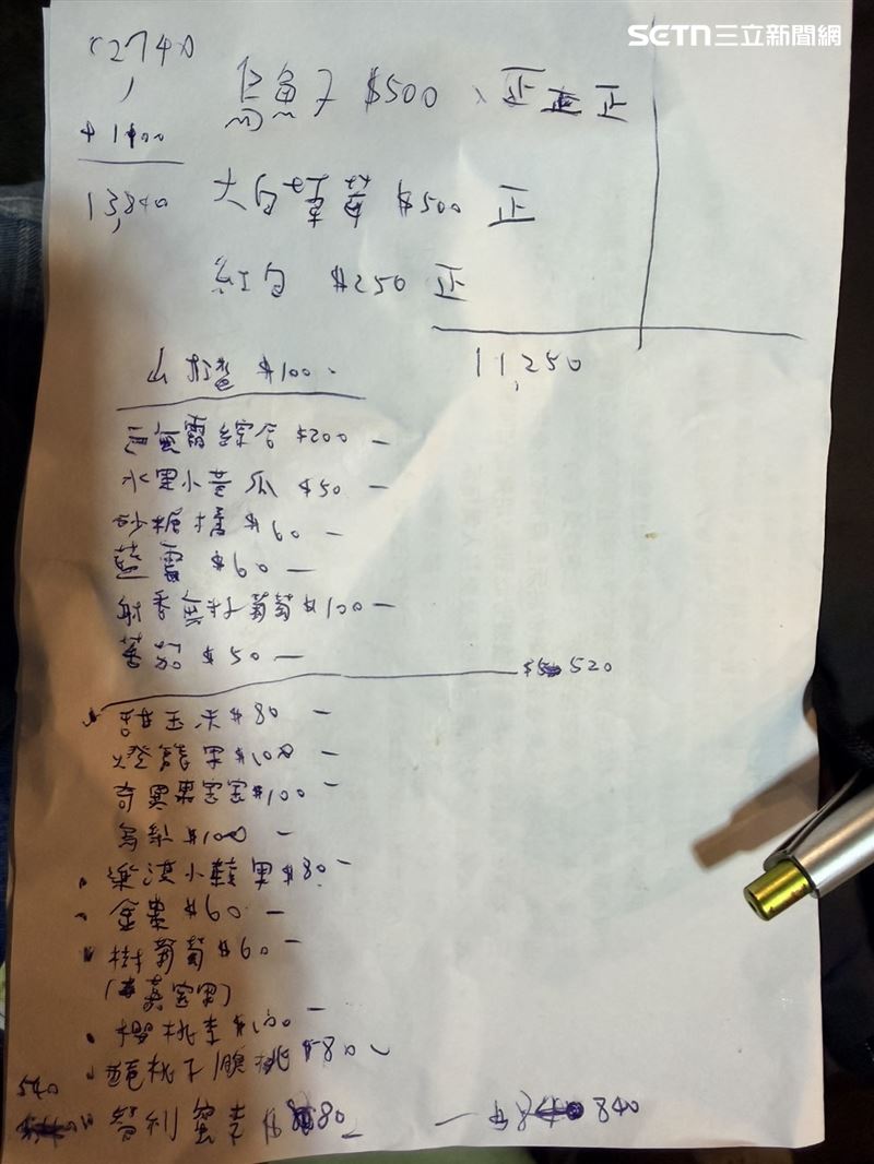 艾倫一共吃了44串,總金額13480元,打破網友吃不回本的質疑。(圖/記者林昱孜攝影)