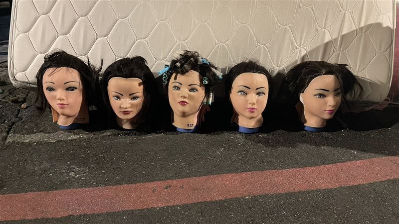 5顆假人頭的外觀各有特色。(圖/翻攝自臉書社團「拾荒」,原PO授權)