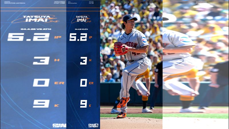 今井達也先發5.2局飆9K無失分,拿下大聯盟生涯首勝(圖/翻攝自太空人推特)