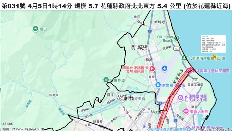 花蓮5.7地震今年最大 1斷層恐動起來了