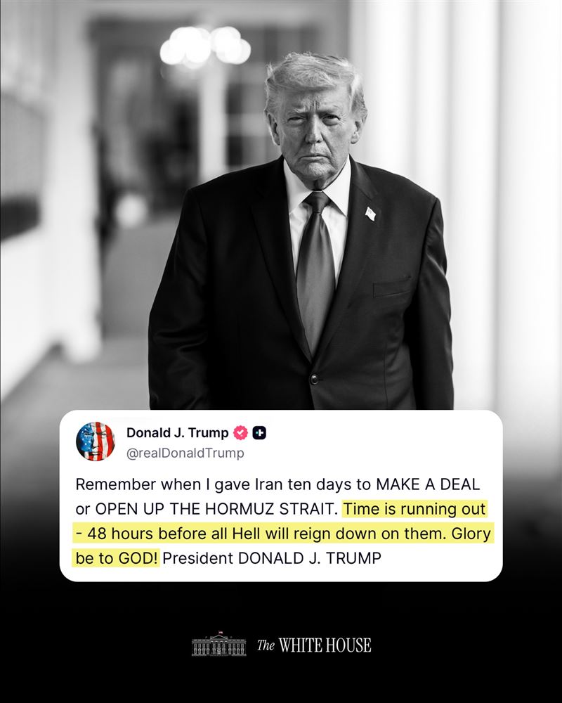 美國總統川普4日又下達最後通牒，要求伊朗48小時內重開荷莫茲海峽，否則「地獄降臨」。但根據美國政府內部的情資報告，伊朗乖乖開放海峽的機率極低，因為這條全球能源關鍵水道，是其唯一能逼迫川普讓步的籌碼。（圖／翻攝自X平台 @WhiteHouse）