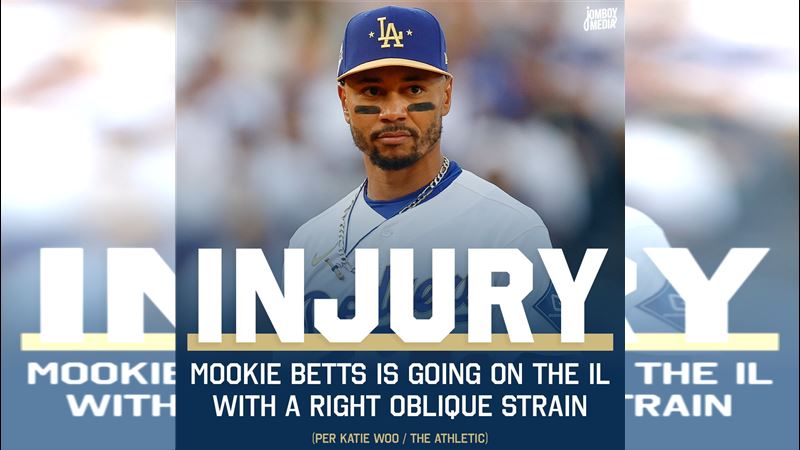 貝茲(Mookie Betts)腹斜肌拉傷列入10天傷兵名單。(圖/翻攝自X平台 @TalkinBaseball_)