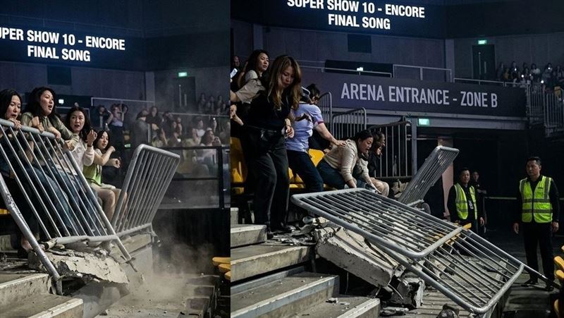 SJ巡演爆嚴重意外!護欄崩塌一排粉絲墜落