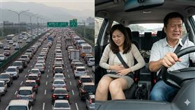 塞車,國道,肚子痛,尿急,難受。（示意圖／AI生成）