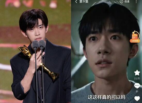 易烊千璽是首位主演作品總票房突破200億的「00後」中國演員，慘遭 AI 「偷臉」（右圖）變現。（圖／翻攝自易烊千璽工作室微博）