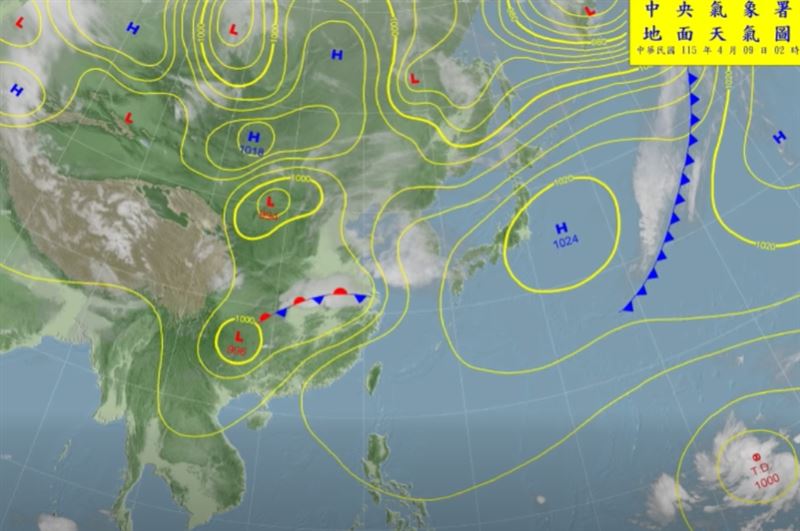 天氣風險表示，今日起至下週二，台灣各地大致處於偏南至西南風環境，多為晴時多雲天氣。（圖／翻攝自中央氣象署）