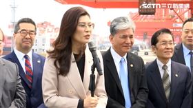 鄭麗文上午參觀上海洋山港並發表談話。（圖／翻攝畫面）
