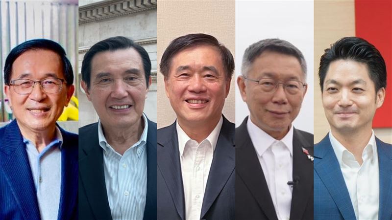 台北市長選舉已舉辦7屆，歷屆市長分別是陳水扁（左起）、馬英九、郝龍斌、柯文哲，以及現任蔣萬安。（合成圖／翻攝自臉書）